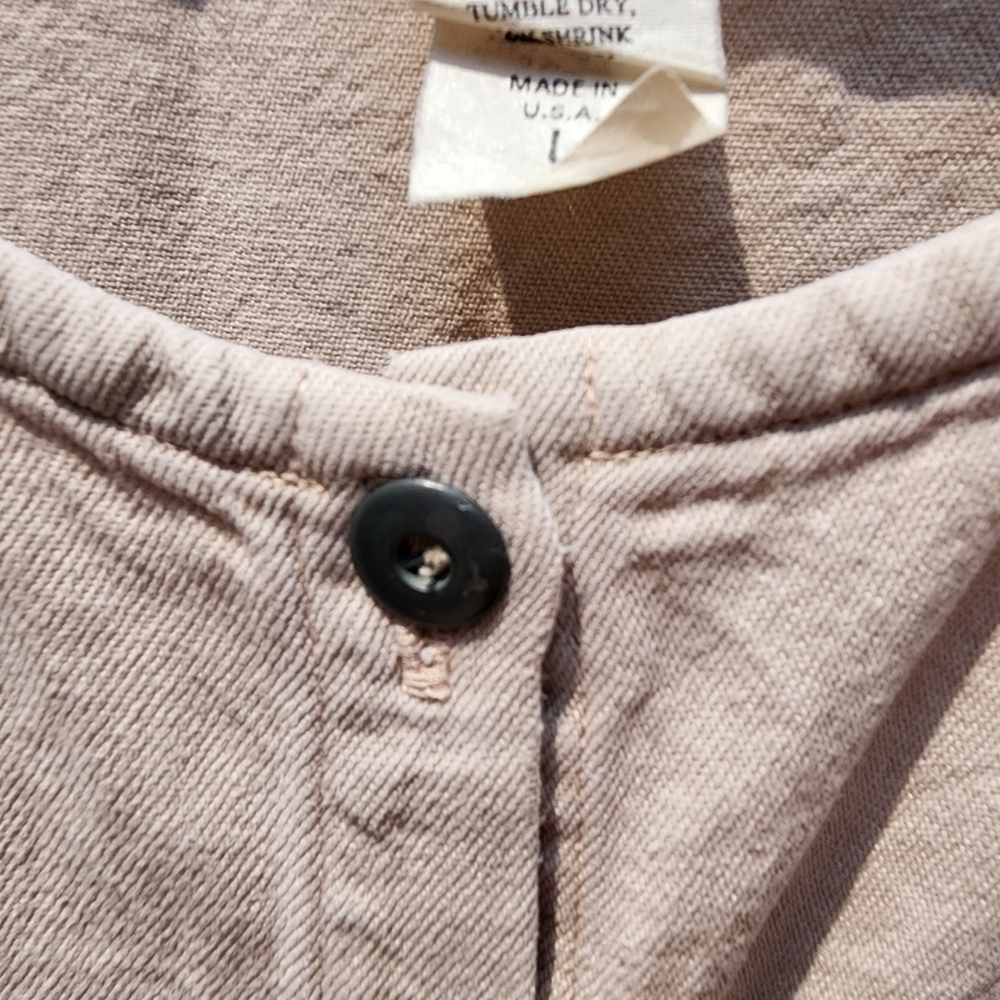 Vintage Eileen Fisher Cotton Tencel Button Front A-line Back Tie Maxi Dress - Picture 9 of 12
